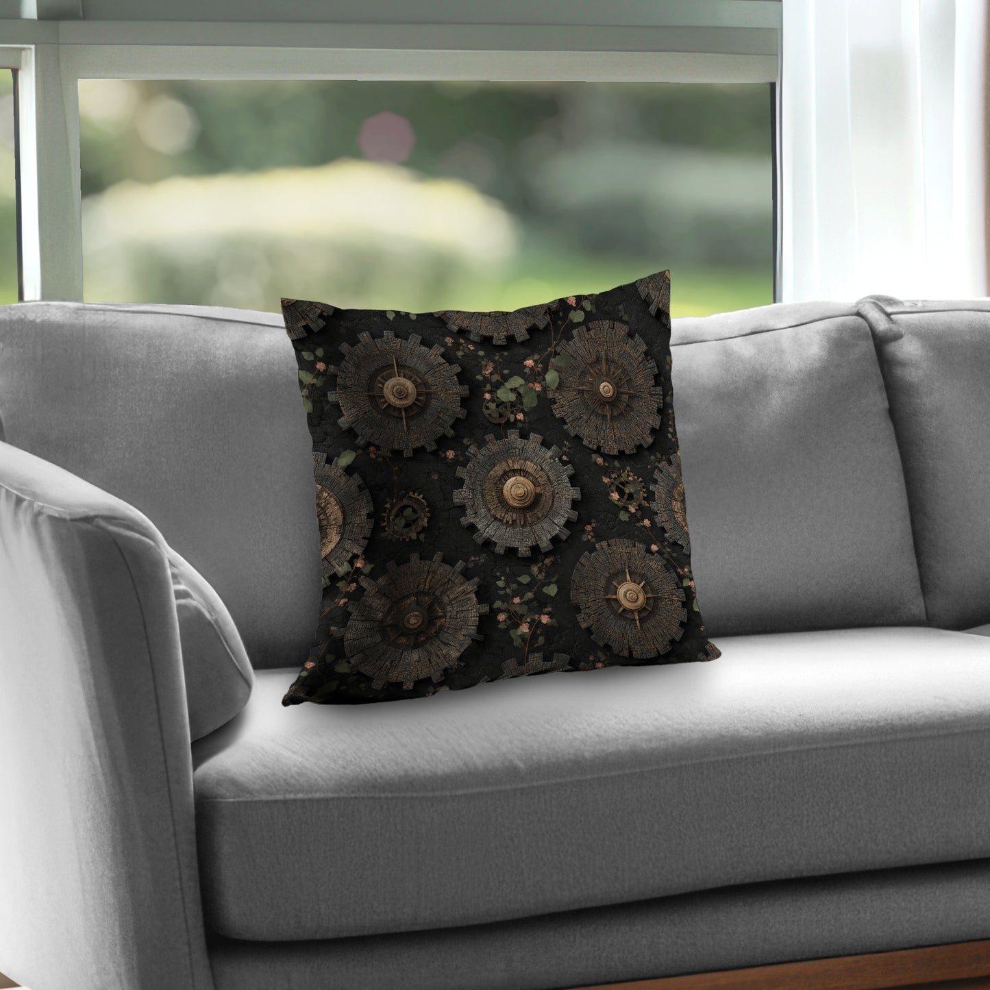 Cog Pattern Gray Poly Twill Throw Pillow Insert | Home Decor