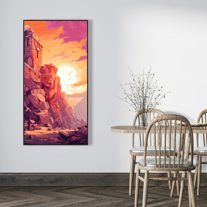 The Setting Rampart - Pink Framed Canvas for Home Decor