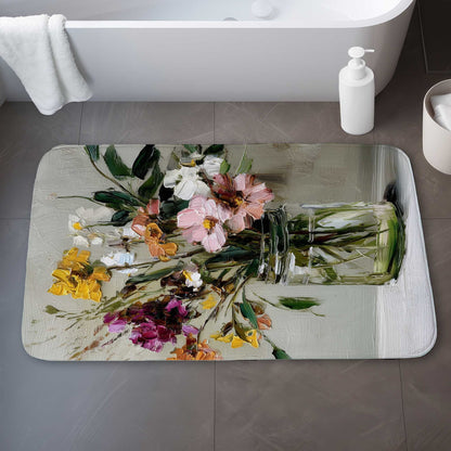 Tapis de bain nature morte | Tapis élégant pour la décoration de salle de bain