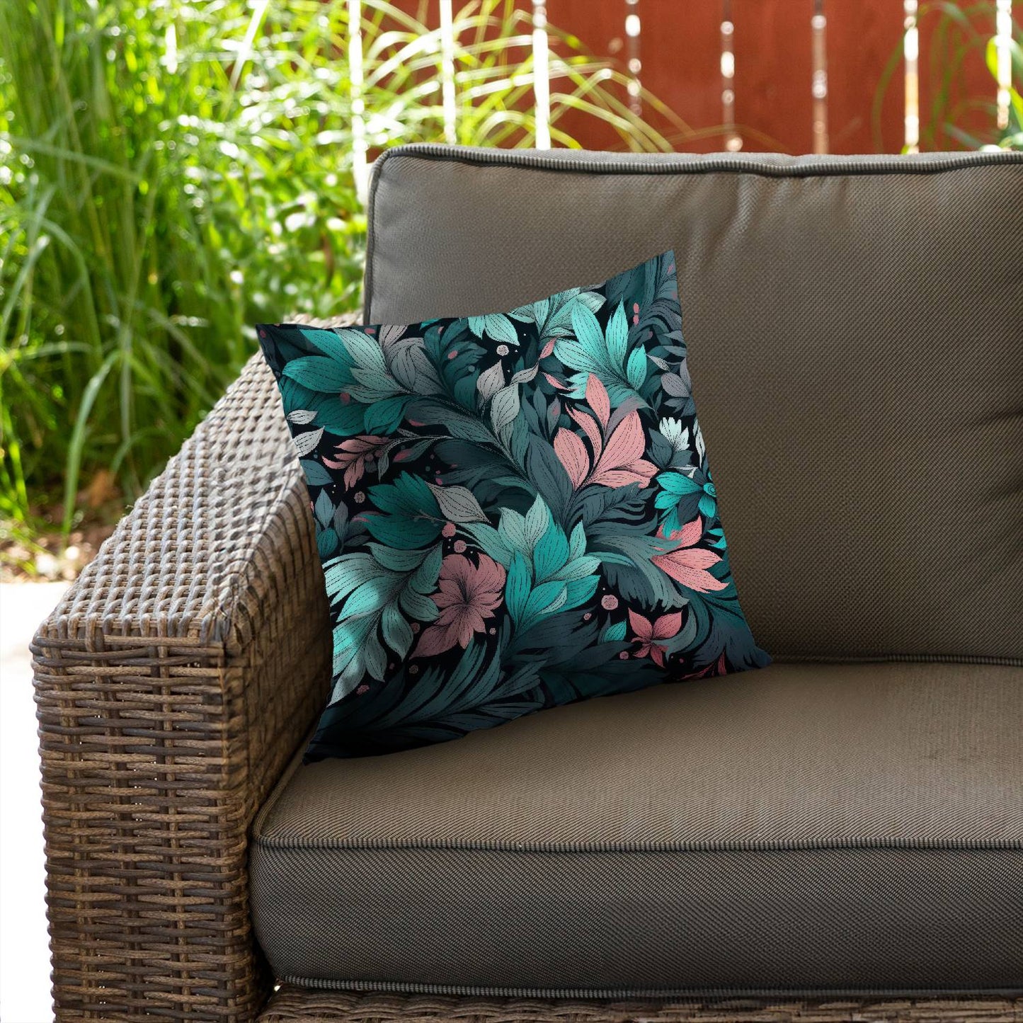 Neon leaves - Throw pillow - Print on demand