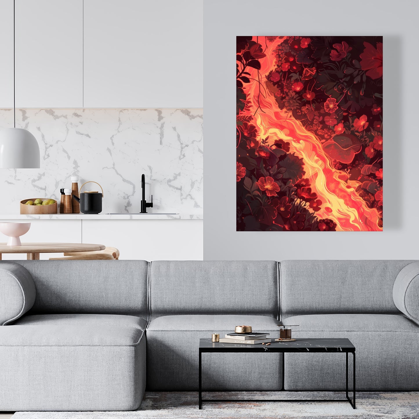 Seering Flowerbed - Black Canvas Decor Art | Stylish Design