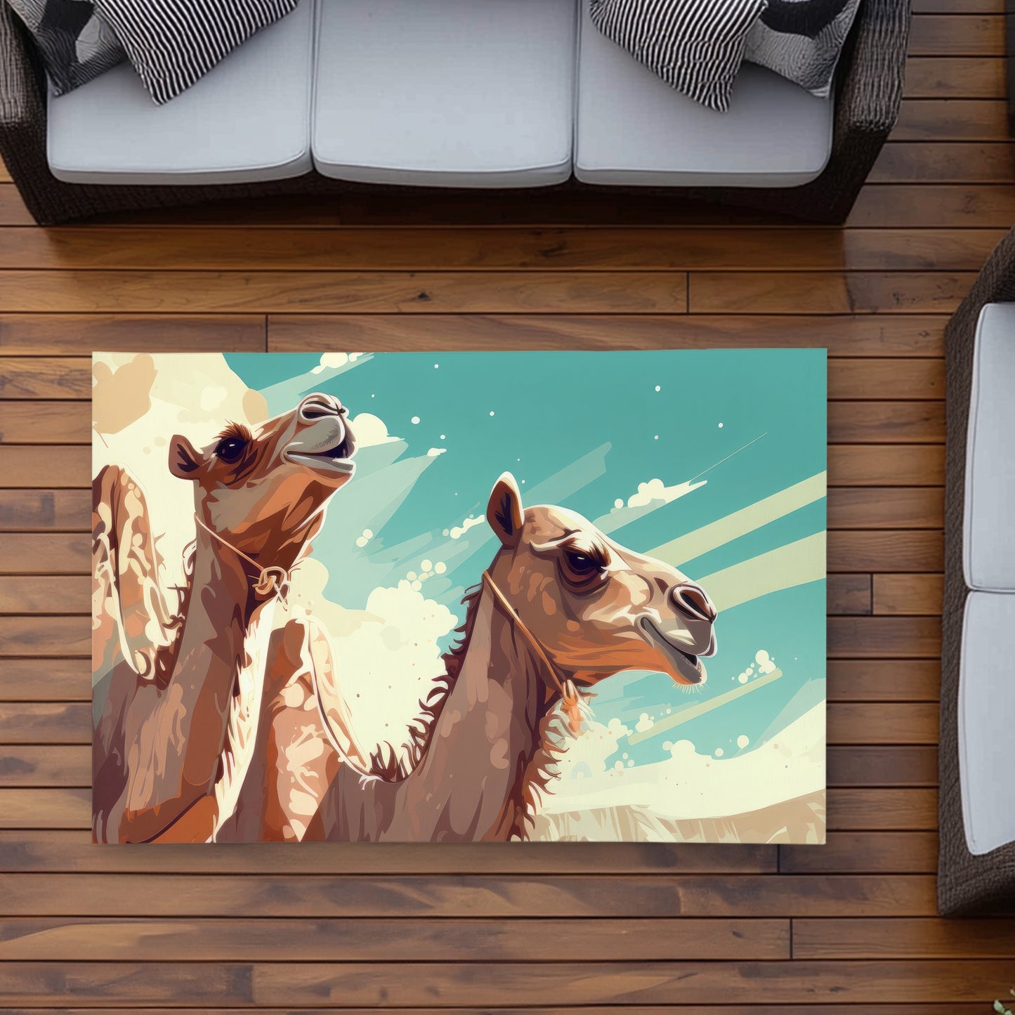 Two Camels Turquoise Outdoor Area Rug | Home Decor Essentials