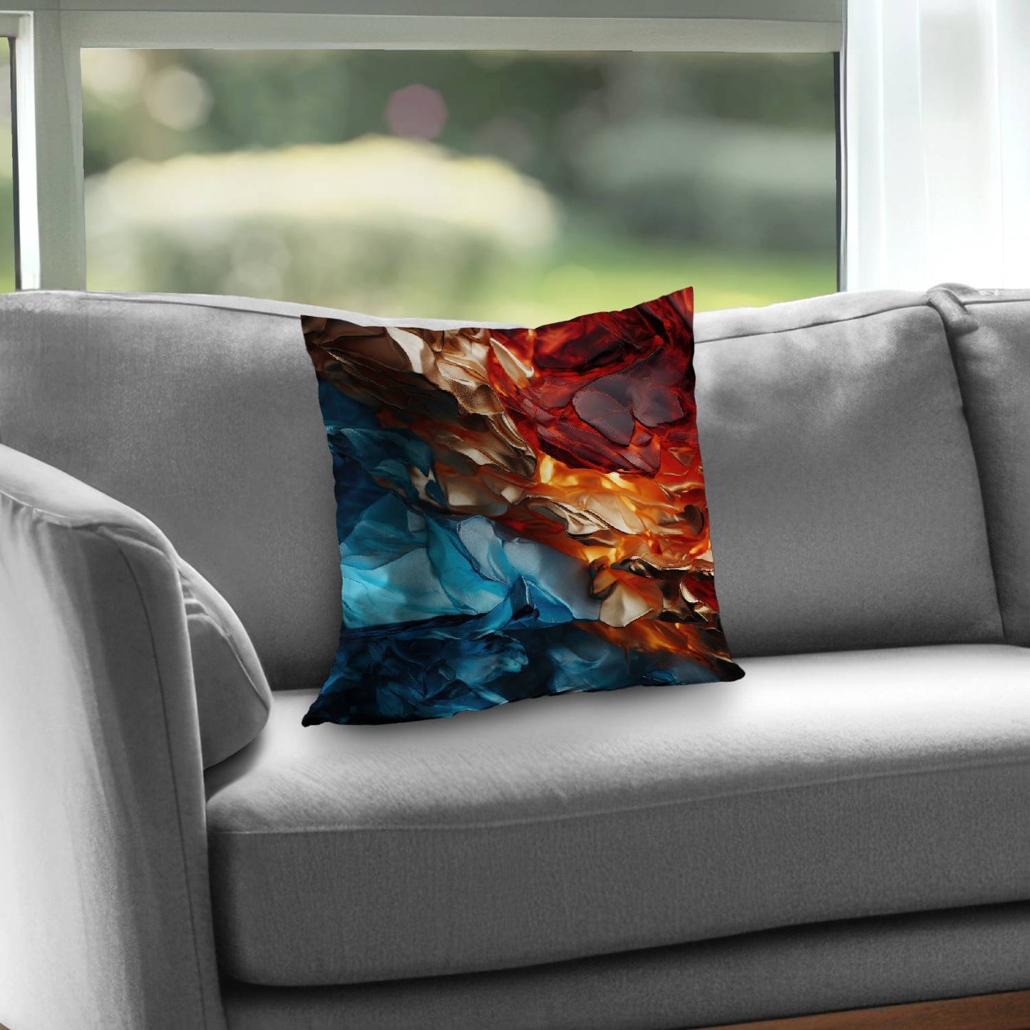 Coussin décoratif en sergé de polyester à contraste minéral - Accessoire de décoration intérieure