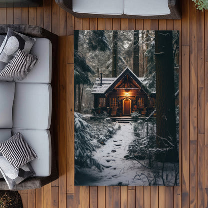 The lone cabin - Orange outdoor area rug for home decor