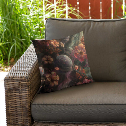 Flower Space Poly Twill Throw Pillow - Home Decor Accent