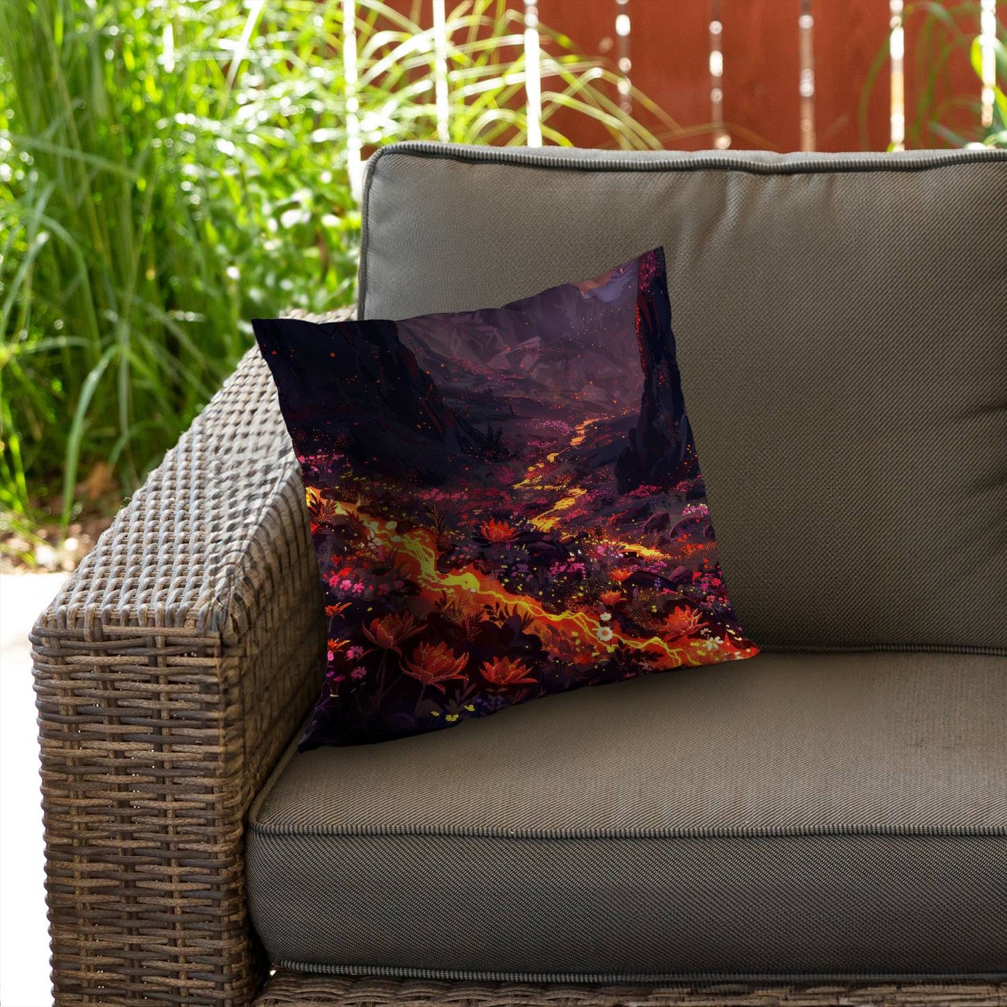 Bloom and eruption - Throw pillow - Print on demand