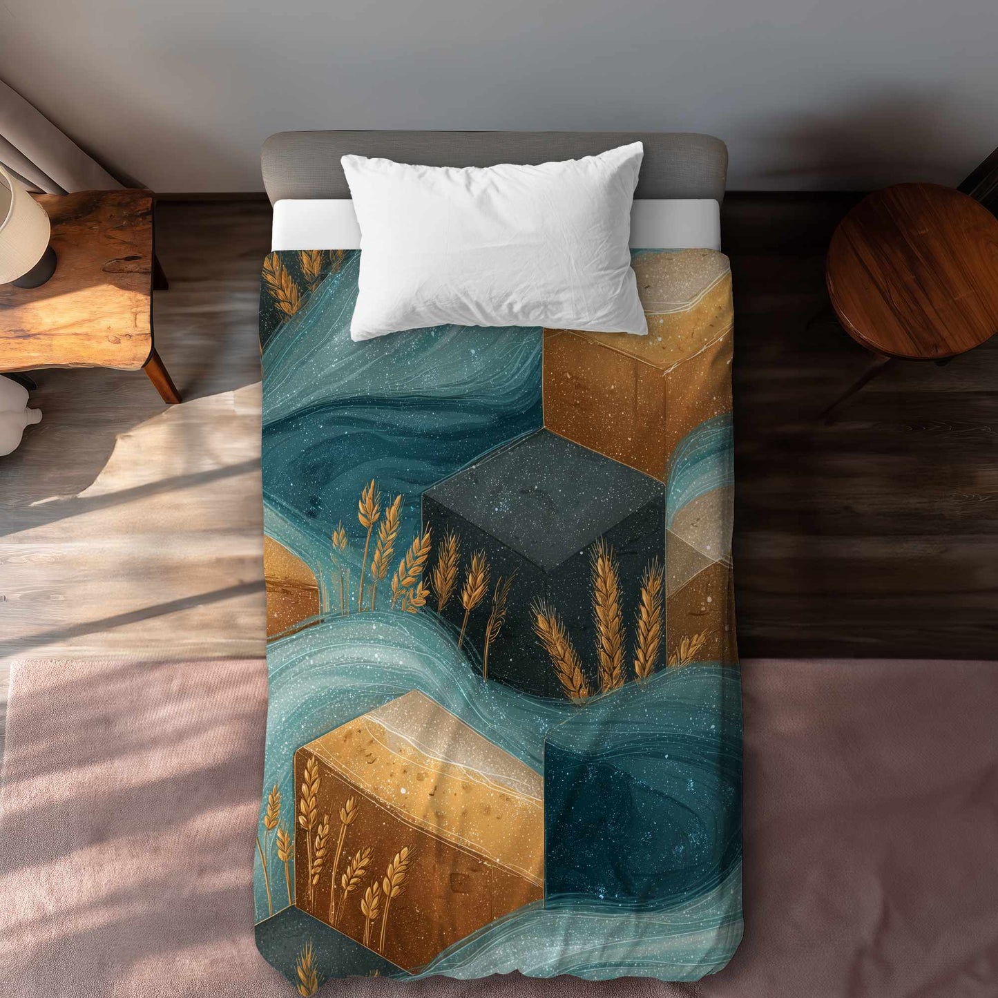 Housse de Couette Golden Harvest Flow | Décoration Élégante pour la Maison
