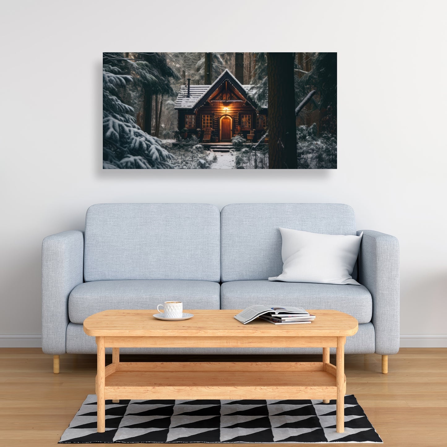 The Lone Cabin - Brown Canvas Home Decor Art Print