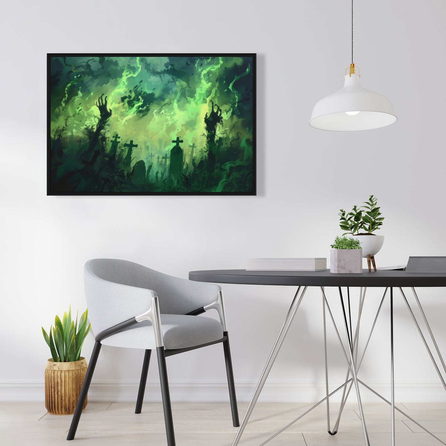 Reaching Hell - Turquoise Framed Canvas | Home Decor Art