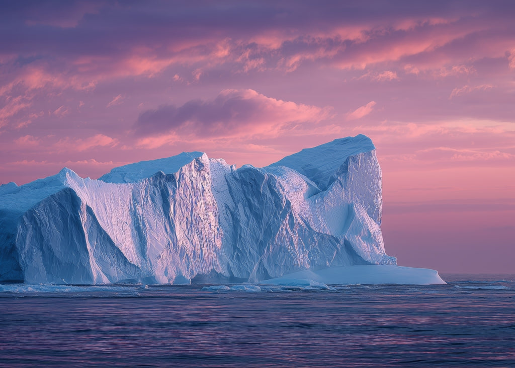 Iceberg at Dusk Pink Winter Door Mat | Indoor Outdoor Decor