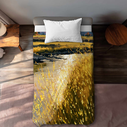 Housse de couette Golden Stream Glow | Décoration intérieure élégante
