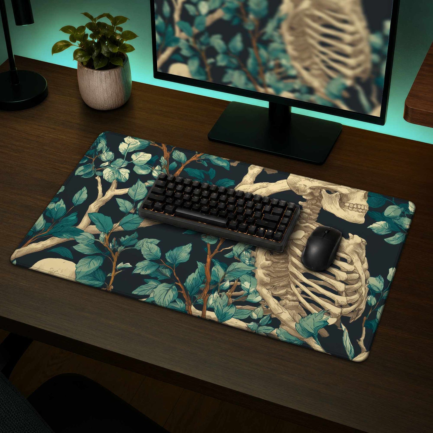 Sticks and Skulls Desk Mat - Stylish Home Decor Accent