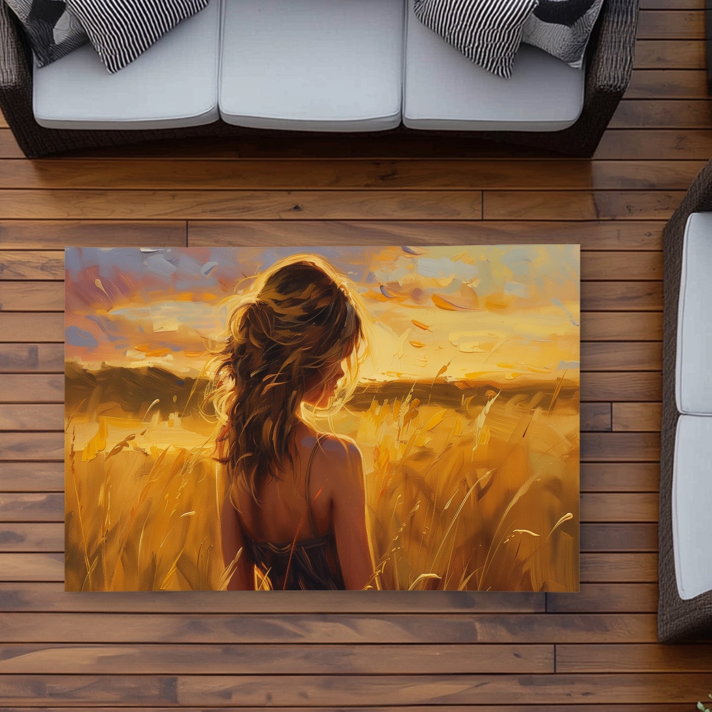 Warm Field Yellow Outdoor Area Rug for Home Decor - Stylish