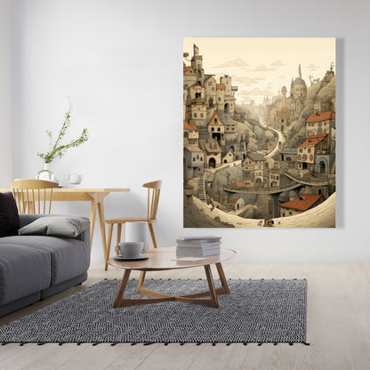 Intricate Town Hall - Beige Canvas for Elegant Home Decor