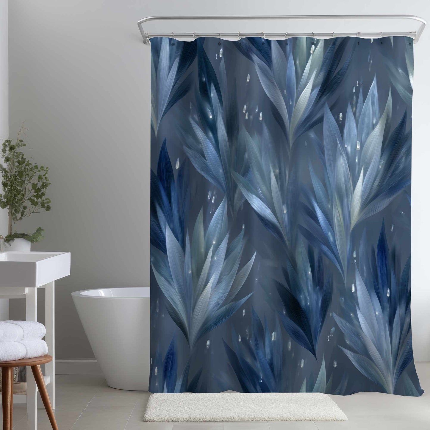 Rideau de douche Feuilles glacées | Accessoire de décoration élégant pour la maison