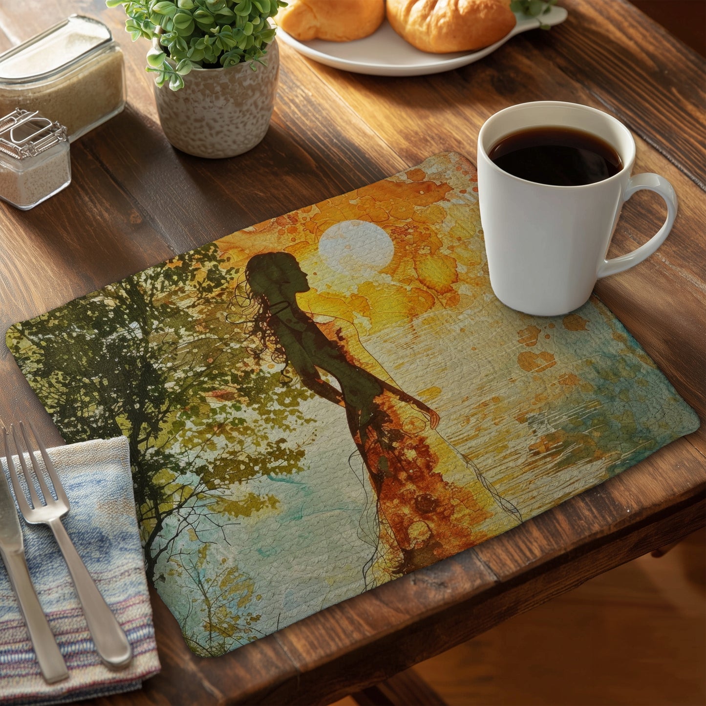 Peaceful Sun Braided Polyester Placemats for Home Decor