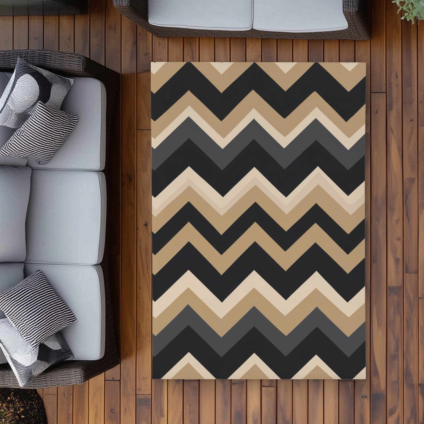 Tapis d'extérieur motif vagues aux tons naturels | Décoration intérieure élégante