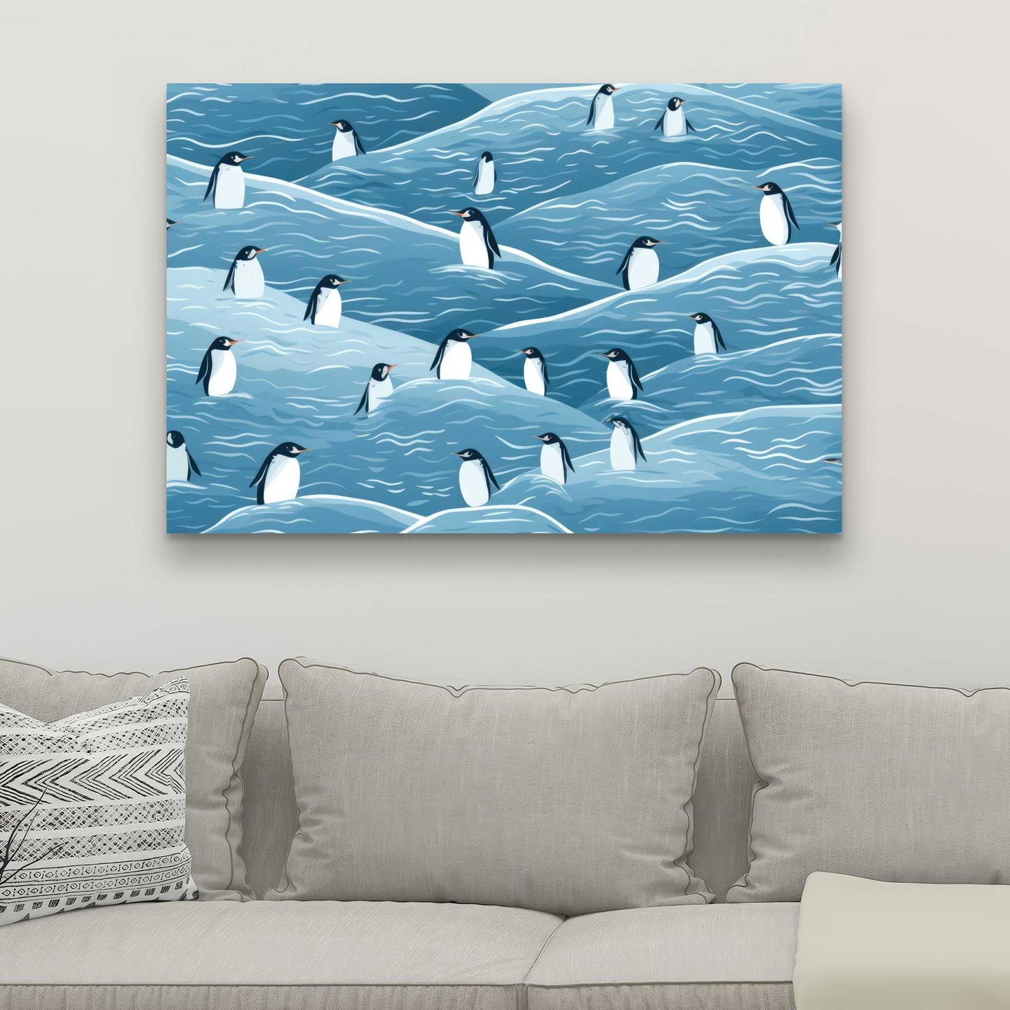 Penguins Wandering - Black Canvas Art for Home Decor