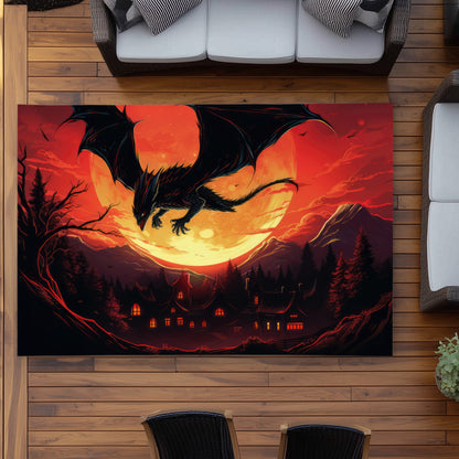 The dragon's wrath - Orange outdoor area rug for home decor