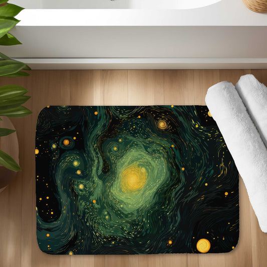 Illuminated in Space Black Bath Mat | Stylish Home Decor