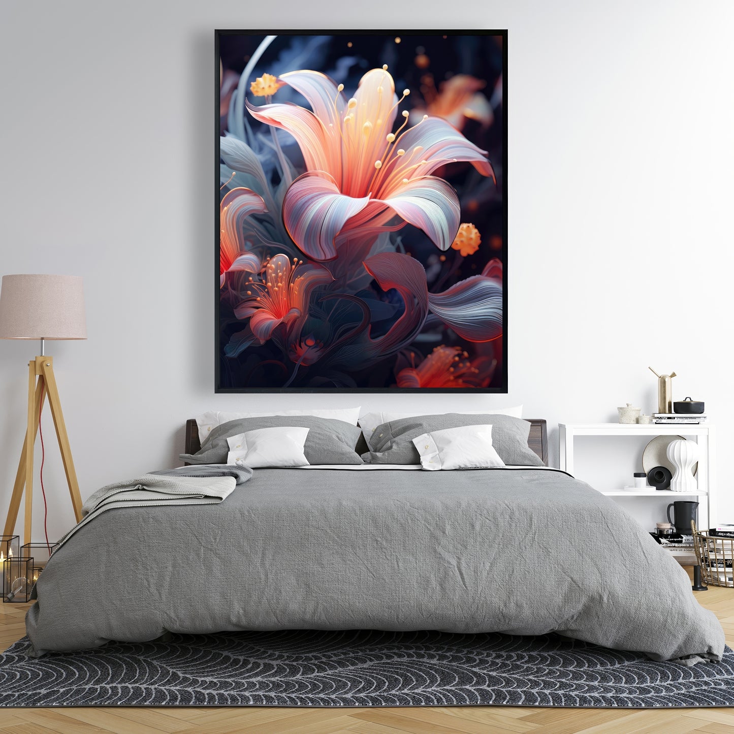 Astral bloom - Framed Canvas - Print on demand