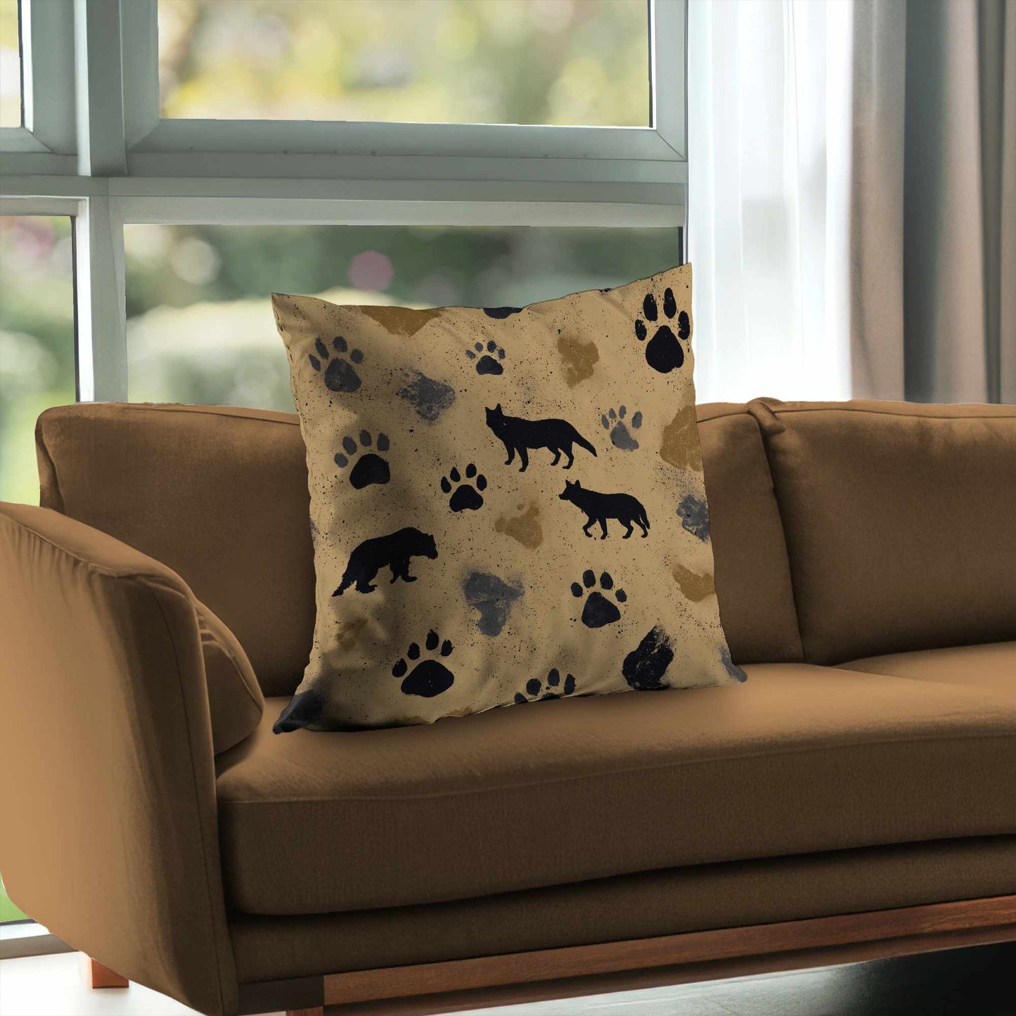 Coussin décoratif Wild Tracks Echo en sergé de polyester | Décoration d'intérieur