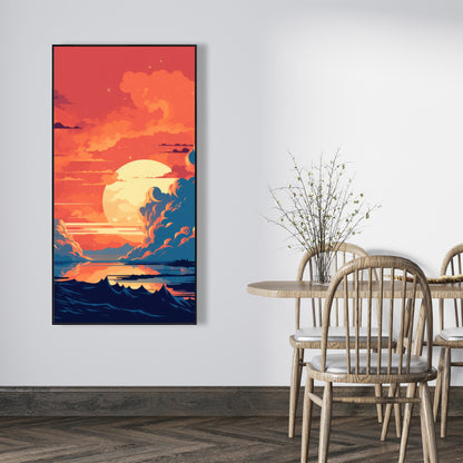 Orange and blue - 36"x36" Framed canvas