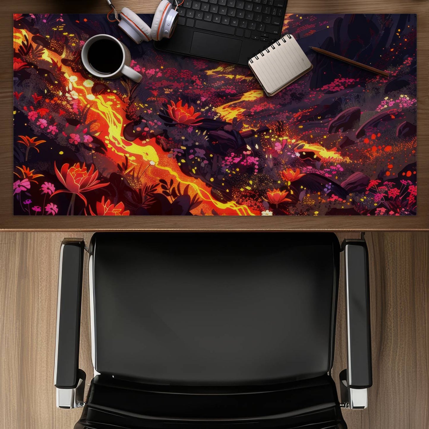 Bloom and eruption - Desk mat - Print on demand