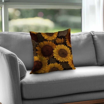 Golden Glow Blooms Throw Pillow - Stylish Home Decor Cushion
