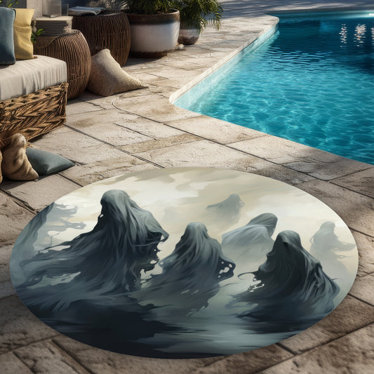Cursed Lands Black Round Outdoor Area Rug - Home Decor Essentials