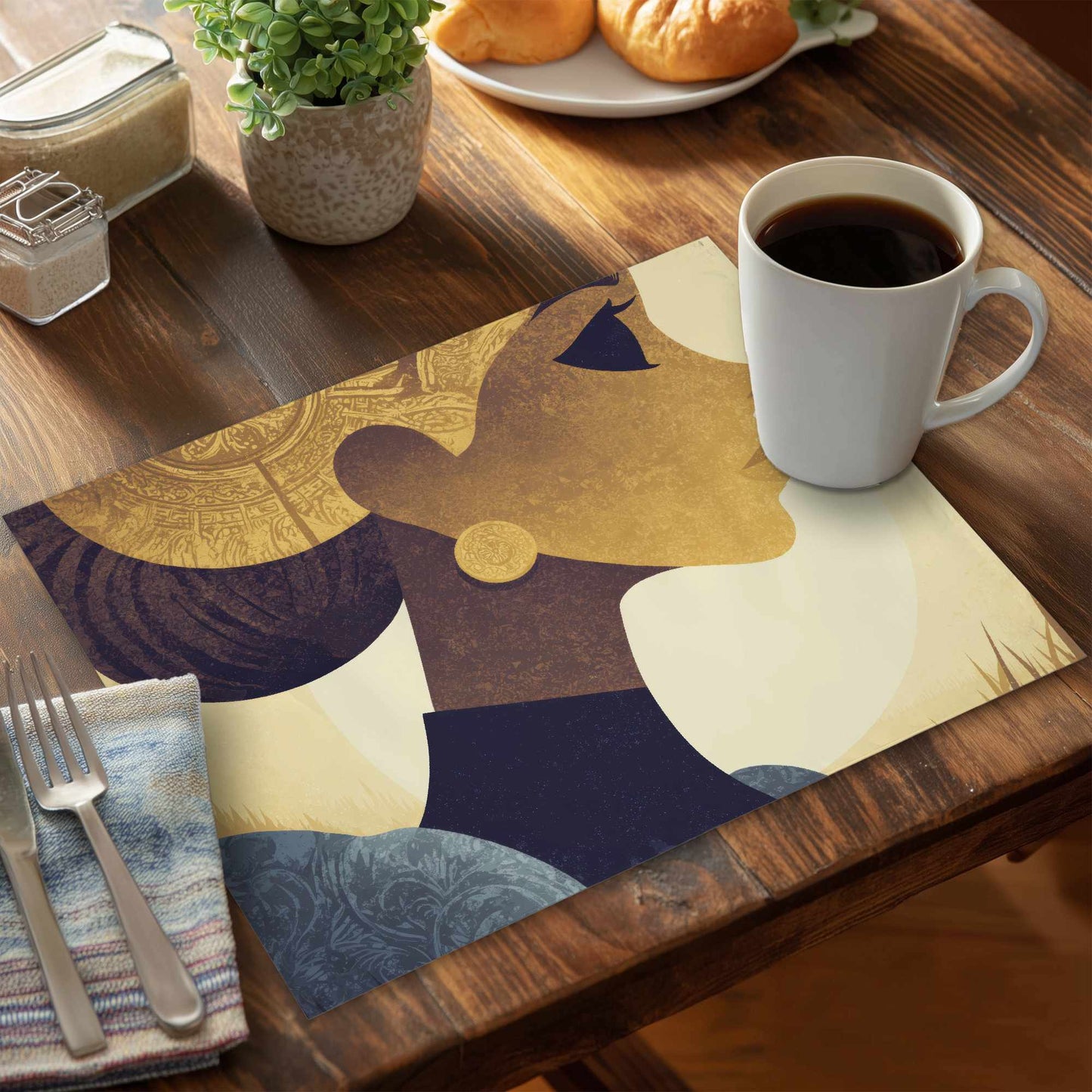 Profil Golden Muse | Napperon élégant en polyester Décoration d'intérieur