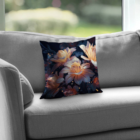 Pixie Flowers White Poly Twill Throw Pillow - Home Decor Insert