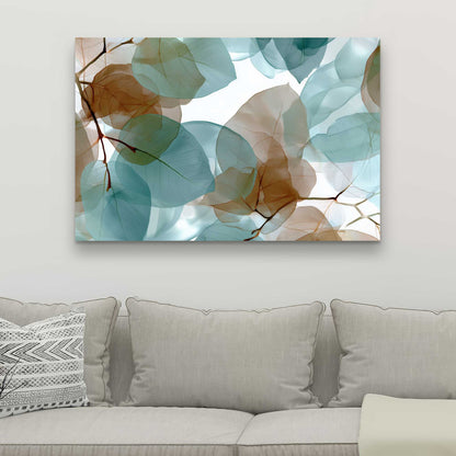Translucent Leaves - Turquoise Canvas for Home Decor