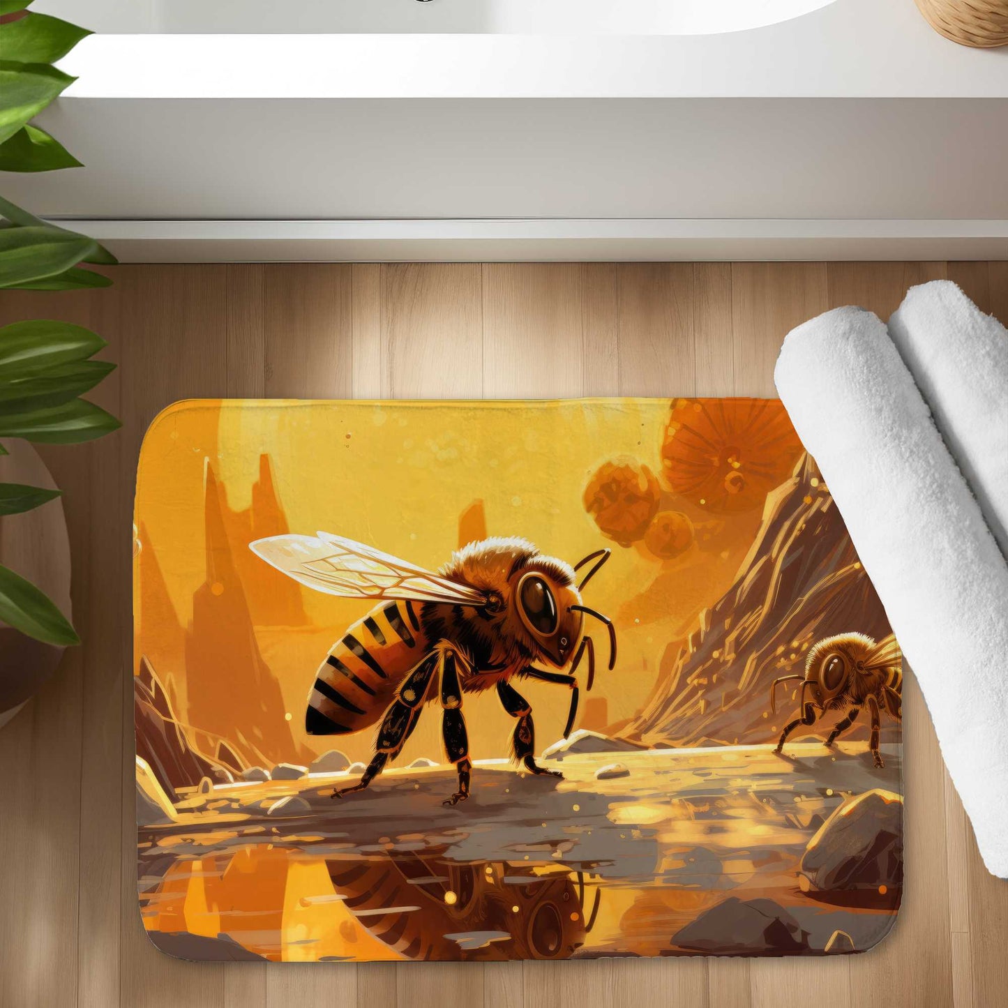 Bee World Orange Bath Mat for Stylish Home Decor | Comfort