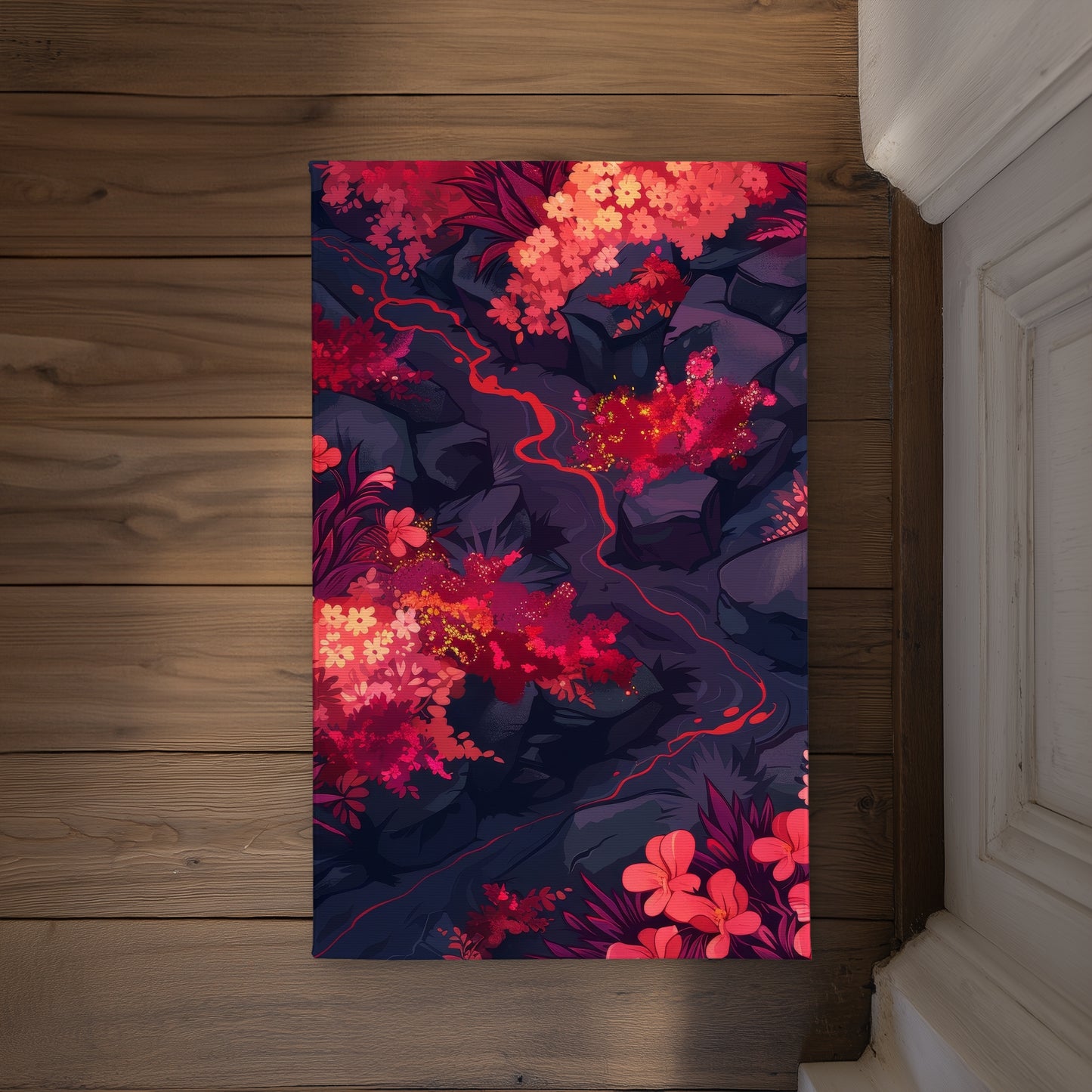 Burning Plants Black Indoor Outdoor Door Mat | Home Decor
