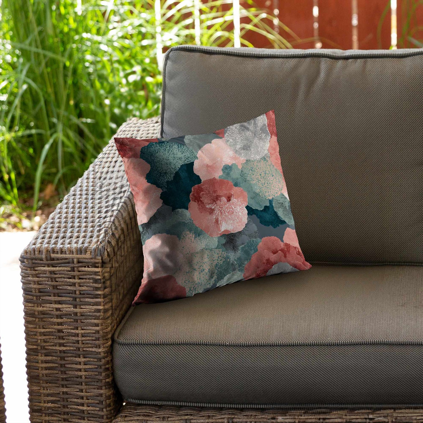 Whispering Coral Blooms Poly Twill Throw Pillow | Home Decor