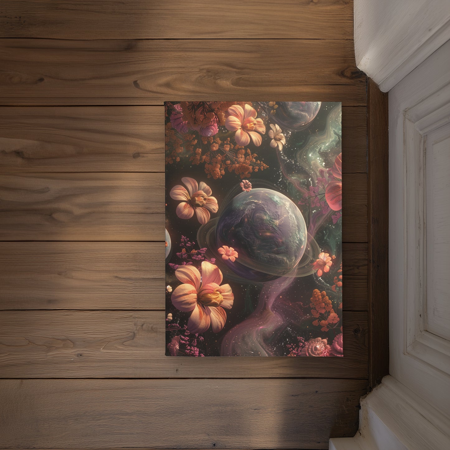 Flower space Black Indoor Outdoor Door Mat - Home Decor