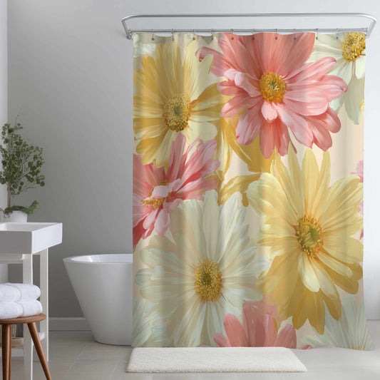 Rideau de douche Rêve de Marguerites au Soleil | Illuminez votre salle de bain