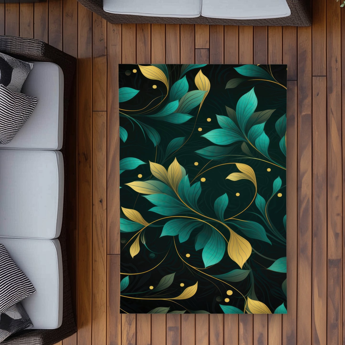 Twirling Twigs Gold Outdoor Area Rug | Stylish Home Decor