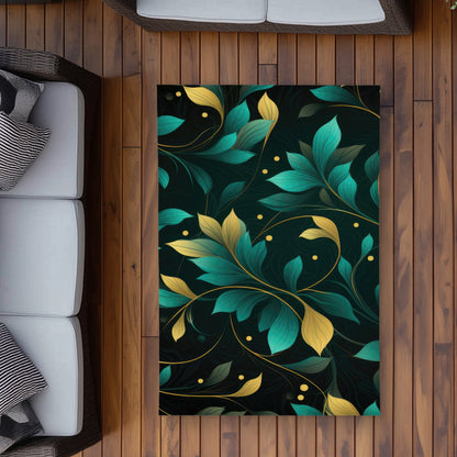 Twirling Twigs Gold Outdoor Area Rug | Stylish Home Decor