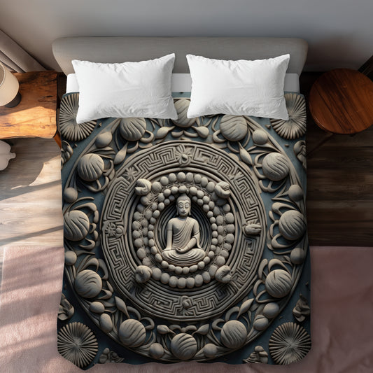 Spiritual Peace White Duvet Cover - Elegant Home Decor