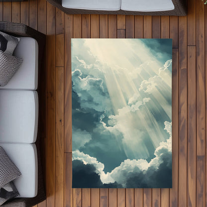 Beam of Light - White Outdoor Area Rug for Home Decor