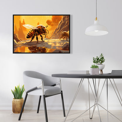 Bee world - 36"x36" Framed canvas