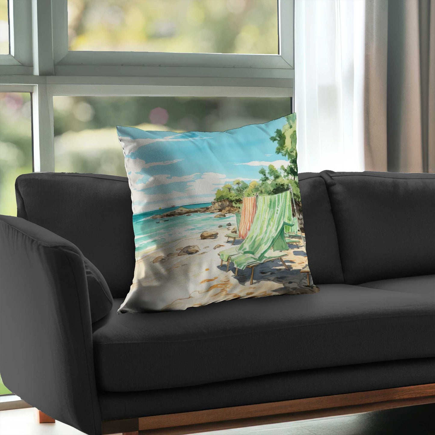 Beach Calm Poly Twill Throw Pillow - Home Decor Accent