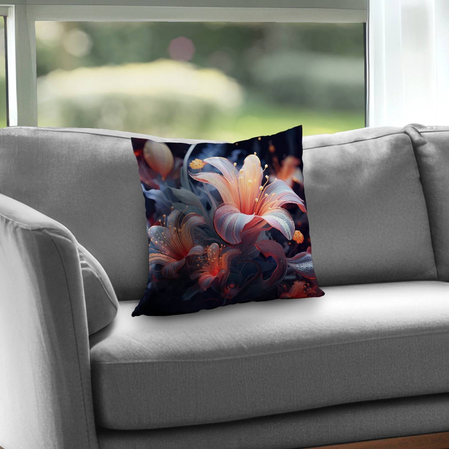 Coussin décoratif Astral Bloom en sergé de polyester - Garniture pour coussin intérieur
