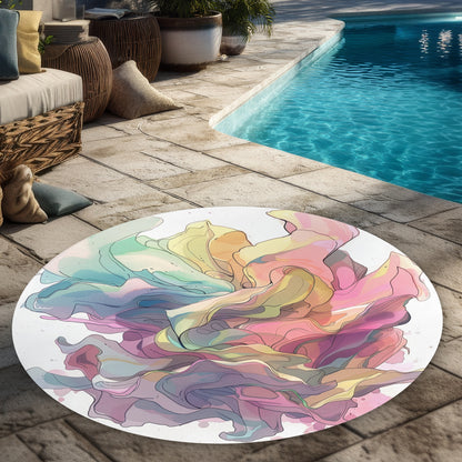 Unfolding Yellow Round Outdoor Area Rug for Home Decor