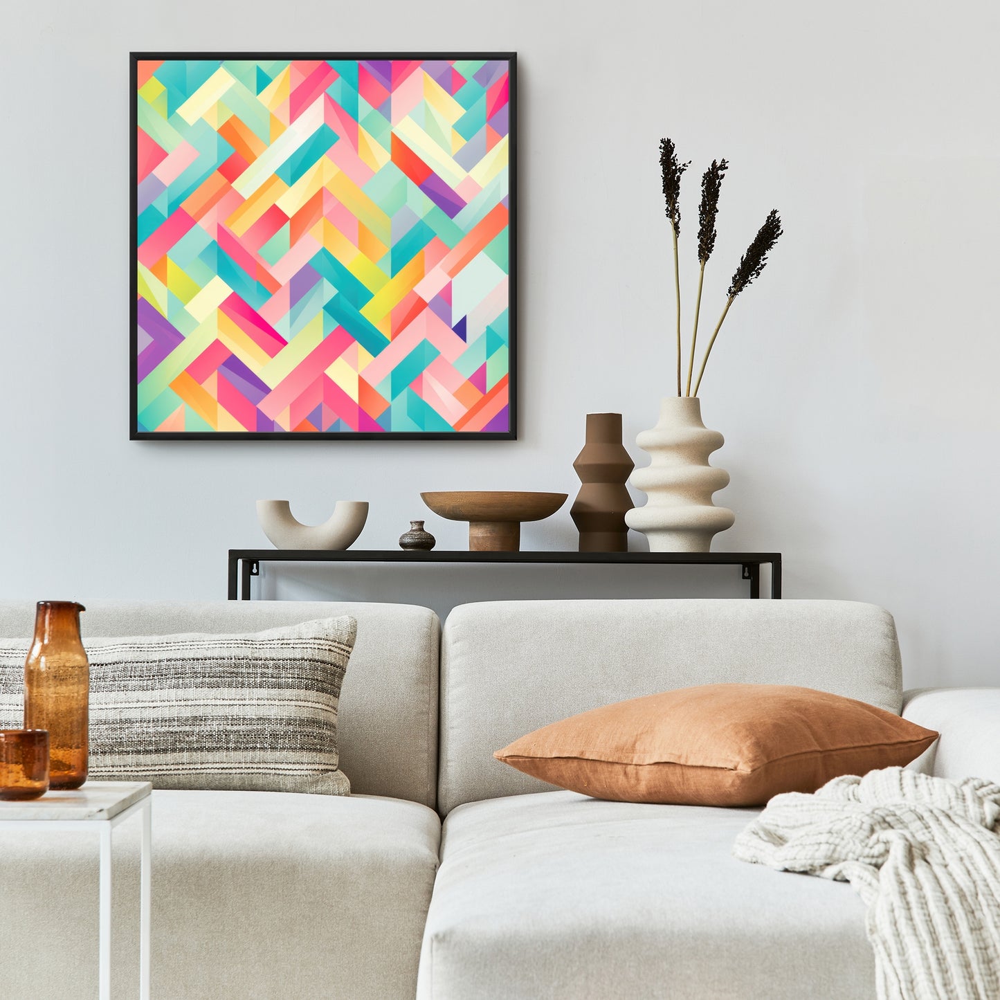 Stripe Harmony - Orange Framed Canvas for Home Decor