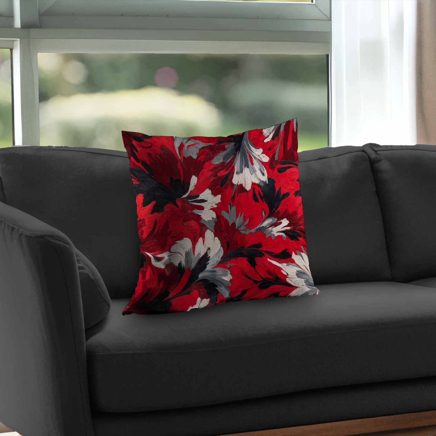 Red Flow Poly Twill Throw Pillow - Stylish Home Decor Accent