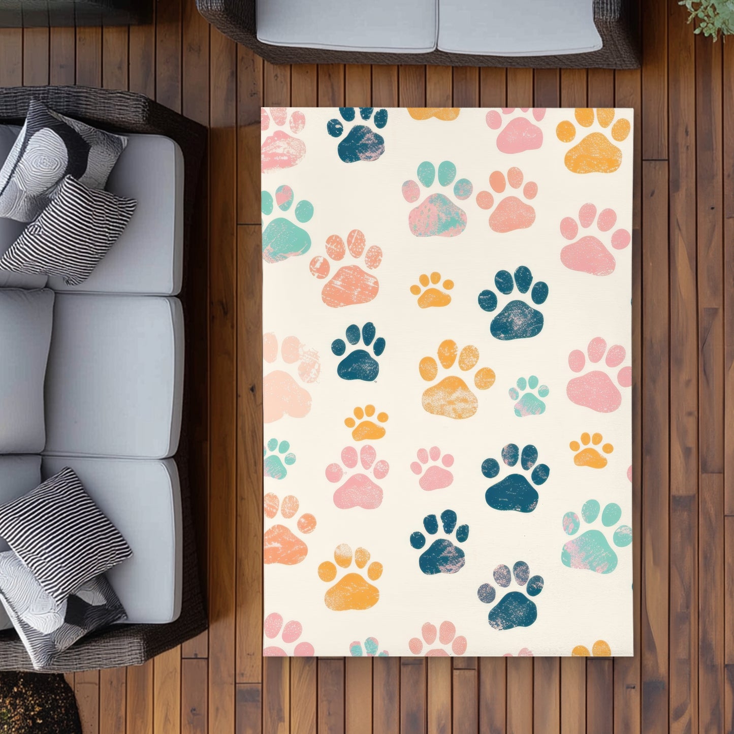 Tapis d'extérieur à motif Pattes adorables – Un accent de décoration élégant pour la maison
