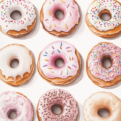 Donuts White Poly Twill Throw Pillow Insert for Home Decor